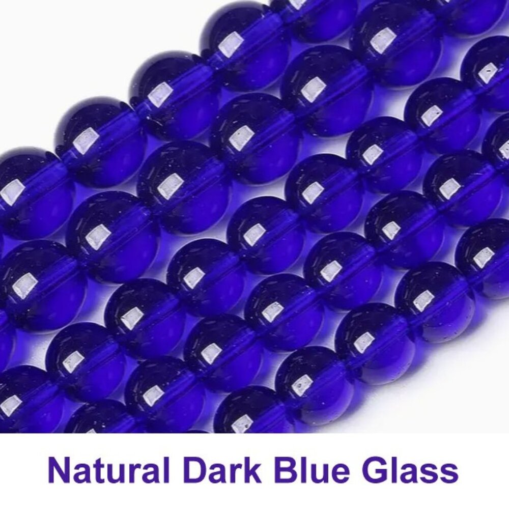 Natural Dark Blue Glass  15" Strand